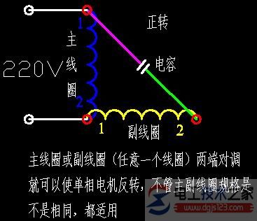 單相電機正反轉的接線圖